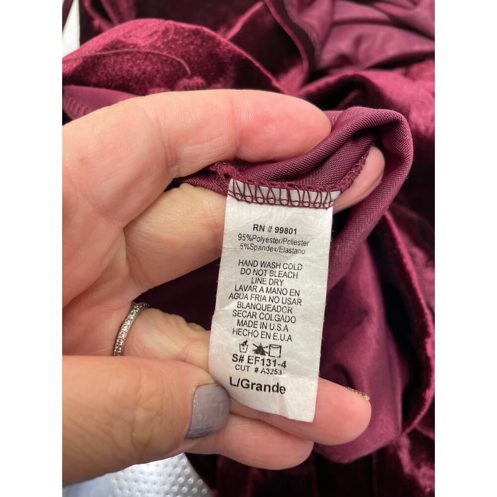 Vintage Womans Dead Stock Y2k Wine Velour Off the Shoulder Crop Top Pant Set L - Picture 6 of 16